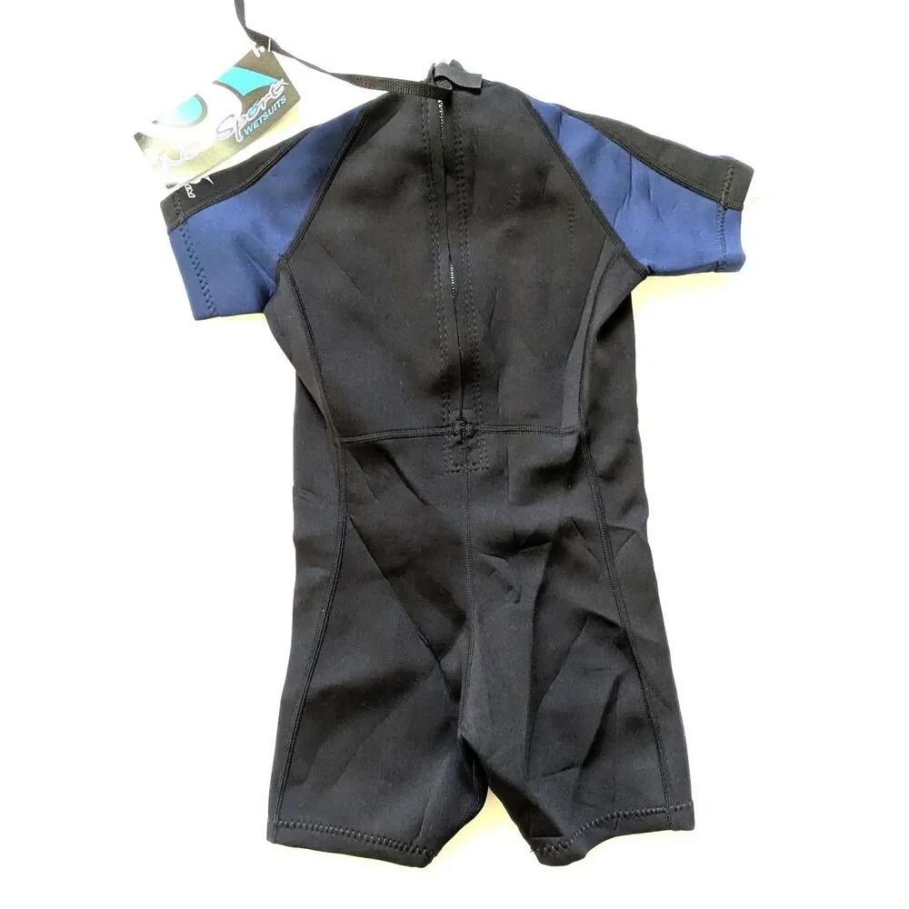 NEOSPORT 2mm Shorty Back Blue Zip Wetsuit Kids 6 NWT Swim Dive Watersports Beach